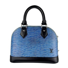 Louis Vuitton Alma BB Handbag in Epi Denim and Leather, Blue, Black, Silver, Women's, M41437 z7027