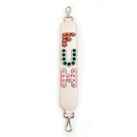Fendi FENDI Shoulder Strap with Interchangeable Handles, Leather and Metal, Ivory Multicolor,