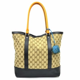 Gucci GG canvas and leather shoulder bag in brown, black, orange, women's, 282327 h31553a