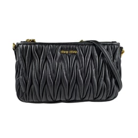 Miu Miu Miu Matelasse Leather Shoulder Bag, Black, Women's, RR1892 z7036