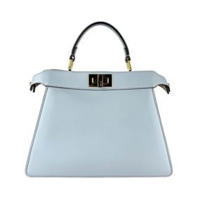 Fendi ISeeU Peekaboo Handbag Shoulder Bag in Light Blue and Gold Leather, Women's, 8BN822-A6V8 z7026