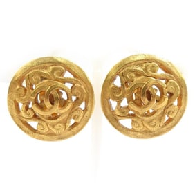 CHANEL Coco Mark Metal Gold Earrings for Women w1255a
