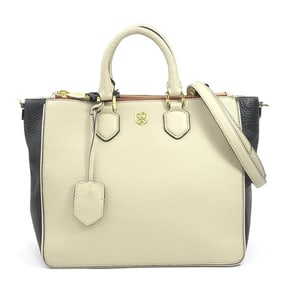 Tory Burch Women's Leather Handbag Shoulder Bag in Beige and Black (56352a)