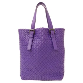 Bottega Veneta Women's Intrecciato Tote Bag in Purple Leather with Braided Handles