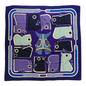 HERMES Carré 140 Jean CAMAILS Large Scarf/Muffler Purple Women's