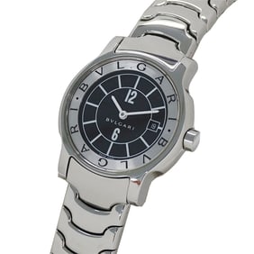 Bvlgari Solotempo Women's Watch with Date, Quartz Movement, Stainless Steel, ST29S, Silver/Black,