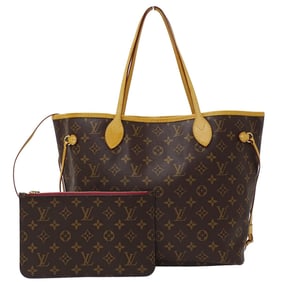 Louis Vuitton Monogram Neverfull MM Tote Bag in Fuchsia and Brown, M40996, Women's, Shoulder