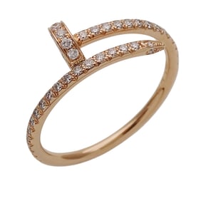Cartier ring for men and women, 750PG diamond, semi-pavé, pink gold, size 55, polished,