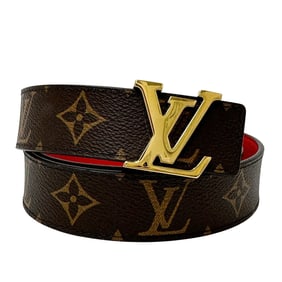 Louis Vuitton Monogram Eclipse Men's Belt, Canvas, Santur Leather with LV Initials, Rouge Brown,