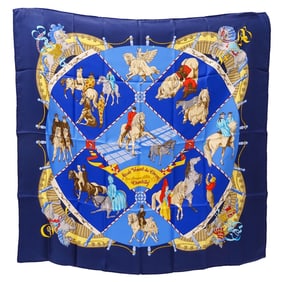 Hermes Hermès Carré 90 Scarf, Musee Vivant du Cheval Chantilly, the Horse Museum of Women's, Silk,