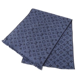 Louis Vuitton M78525 Monogram Classic Blue Marine Wool Scarf for Men and Women, Perfect Fall Winter