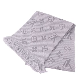 Louis Vuitton Women's Monogram Wool Scarf, Echarpe Logomania, Gris Perle, Gray, M74742,
