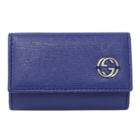 Gucci Men's 6-Key Interlocking G Leather Key Case (256337) - Compact and