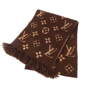 Louis Vuitton Women's Monogram Wool Scarf, Echarpe Logomania Shine, Maroon Brown, M71383,