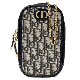 Christian Dior Dior Women's Montaigne Oblique Shoulder Bag with Jacquard and Phone Holder, Navy