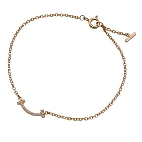 Tiffany & Co. Women's Bracelet, 750PG Diamond T Smile Mini, Pink Gold, Polished