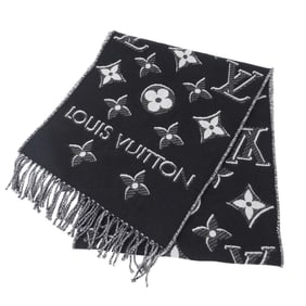 Louis Vuitton Monogram Wool Scarf for Women, LV Essential Shine Noir Black, M78159, Autumn/Winter,