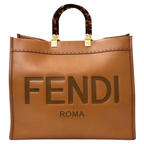 Fendi FENDI bag for men and women, leather handbag in Sunshine medium brown, large capacity, A4