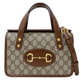 Gucci 1955 GG Supreme Horsebit Bag, Beige/Brown, 645453, Women's Handbag/Shoulder 2-Way, Crossbody