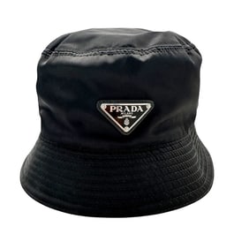 Prada PRADA Hat, Men's and Women's, Brand Name Polyamide Bucket Black, 2HC137, Cotton, Cool Hat