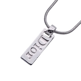 Christian Dior Dior necklace for men and women with brand logo plate in silver metal