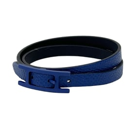 Hermes Hermès B-Api Double Tour Bracelet for Men and Women, Blue Navy Leather, Reversible, Casual,