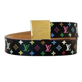 Louis Vuitton Monogram Multicolore Belt for Men and Women, Carré Noir, M7271, Size 70/28, Black,