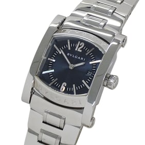 Bvlgari BVLGARI Boys' Assioma Date Quartz QZ Stainless Steel Watch AA39S Silver Navy Polished