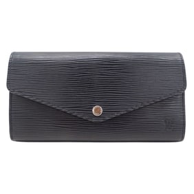 Louis Vuitton Women's Epi Leather Long Wallet, Portefeuille Sarah Noir, Black, M60582, Flap Closure