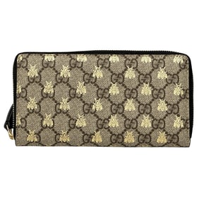 Gucci Animalier GG Supreme long wallet for men and women, brown gold PVC, 410102, with a round