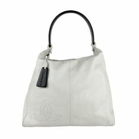 CHANEL Handbag Leather Plastic White Women's Z6983