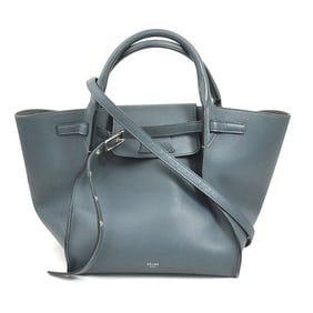 Celine handbag, shoulder bag, big small, leather, blue-gray, women's, 56351a