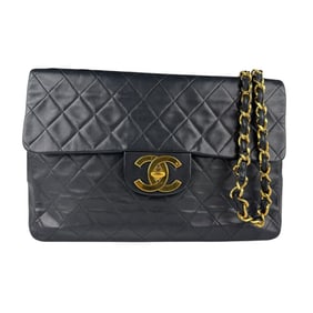 CHANEL Deca Matelasse Shoulder Bag, Leather, Metal, Black, Gold, Women's, z6962
