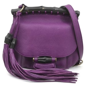 Gucci Bamboo Leather Shoulder Bag in Purple, Women's, 347101 e60913k