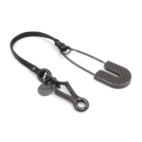 Bottega Veneta Charm Key Ring in Metal and Leather, Black, Men's, w1257f