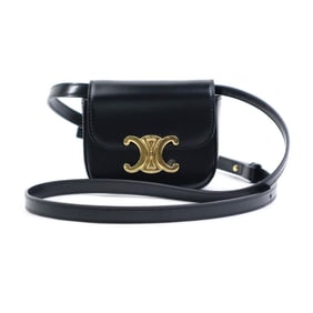 Celine Mini Claude Triomphe Shoulder Bag in Black Leather, Women's, H31558a