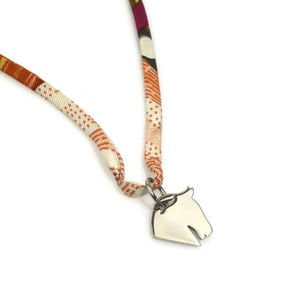 Hermes Hermès choker necklace with tourbillon and horsehead design, silk metal, multicolored