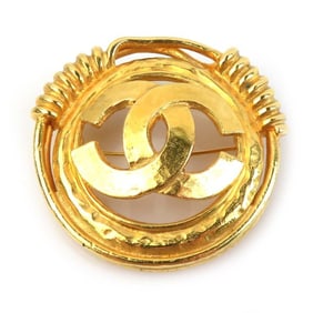 CHANEL Coco Mark Metal Gold Brooch for Women w1254n