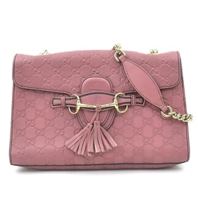 Gucci Emily Leather Shoulder Bag, Mauve Pink, Women's, 295402, r10783a