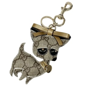 Gucci GUCCI keychain for men and women, brand GG Plus, Guccioli, gray, Chihuahua