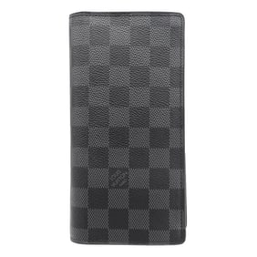 Louis Vuitton Men's Damier Graphite Canvas Long Wallet, Portefeuille Brazza, Black, N62665, Smart