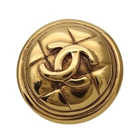 CHANEL Matelasse Brooch, Women's, Gold, Coco Mark, Round
