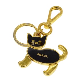 Prada PRADA Keychain for Men and Women, Brand Metal, Gold Black, 1PS433, Key Charm, Bag Cat Logo