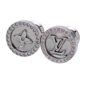Louis Vuitton Monogram Cufflinks, Men's Metal Bouton de Manchette LV Gloves, Silver, M00330, Logo,