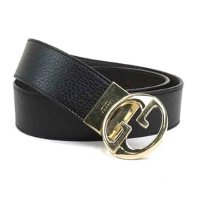 Gucci Men's Leather and Metal Belt in Black Gold (Product Code: 450000 e60920a)
