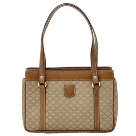 Celine Women's Macadam Handbag in Brown and Camel PVC.