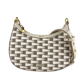 Bally Women's Leather Shoulder Bag in Off-White, Brown, and Gold (z7014)