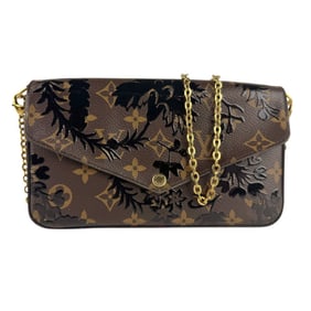 Louis Vuitton Felicie Monogram Canvas Shoulder Bag with Chain Wallet, Enamel, Brown, Black, and