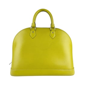 Louis Vuitton Epi Alma Handbag in Yellow-Green and Silver, Women's, Z6797