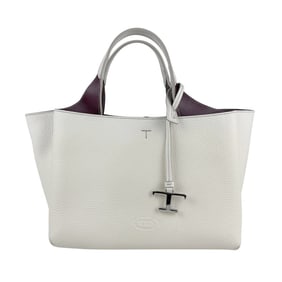 Tod's T-Timeless Mini Leather Shoulder Bag in White and Bordeaux, Women's, z6862